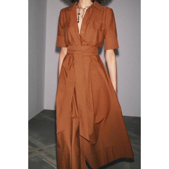 ZARA ZW COLLECTION POPLIN SHIRT DRESS - Picture 1 of 7